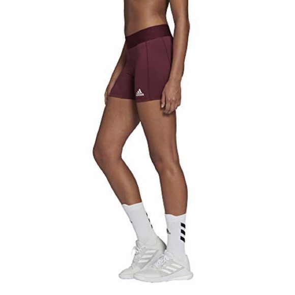 adidas Women s Alphaskin Volleyball 4 Inch Short Tights Team Maroon White L4 - Picture 4 of 6